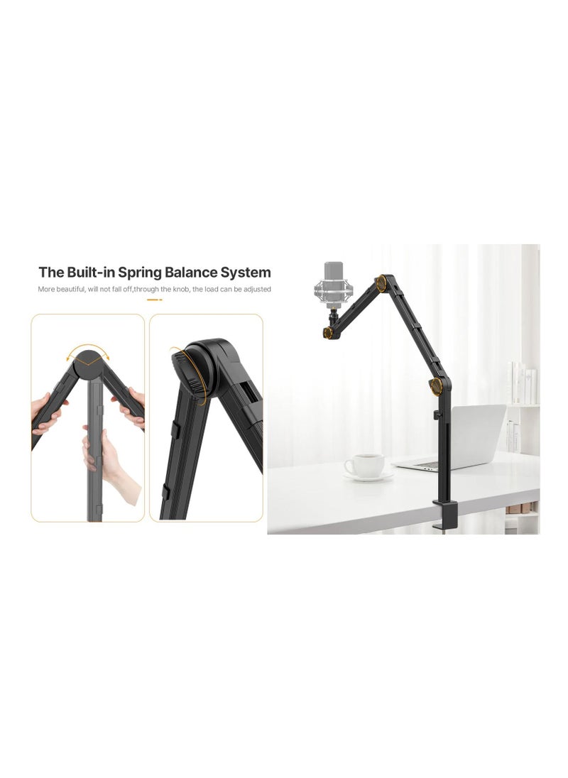 VIJIM - mic stand heavy duty live stream microphone arm stand 360 degree rotatable boom arm Camera light stand Aluminium - Image 1