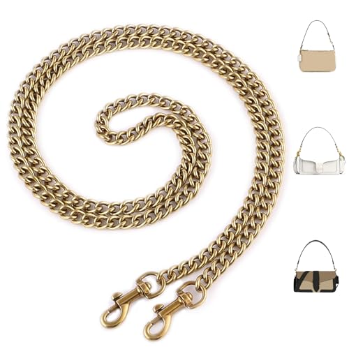 OAikor Iron Flat Antique Bag Chain Strap for Replacement Purse Shoulder Handbag Straps, Gold Purse Chain Belt Compatible with Coach Bag Extender Chain and More c.oach Bag(43" 110cm,Antique Gold) - Image 1