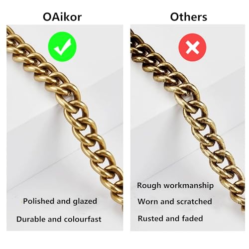 OAikor Iron Flat Antique Bag Chain Strap for Replacement Purse Shoulder Handbag Straps, Gold Purse Chain Belt Compatible with Coach Bag Extender Chain and More c.oach Bag(43" 110cm,Antique Gold) - Image 4