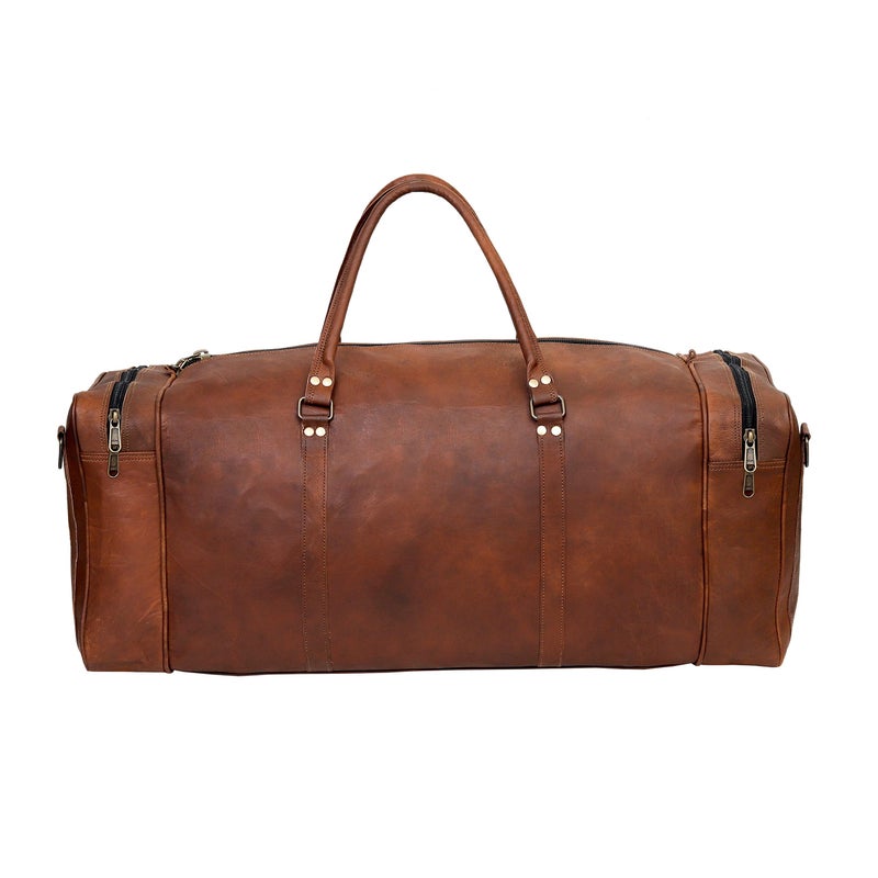 cuero Leather 24 Inch Luggage Handmade Duffel Bag Carryall Weekender Travel Overnight Gym Sports Carry On Duffel Bag For Men And Women - Image 4