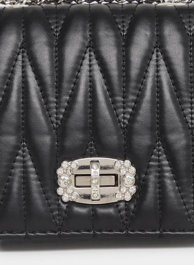 Styli Quilted Shoulder Bag with Chain Strap