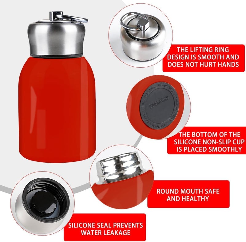 DIGALI ENTERPRISE DIGALI Personalized Mini Insulated Water BottlesStainless Steel Water Bottle Small Portable Water Bottle Tumbler Vacuum Cup for Boys Girls School Office Camping Mini Sport Thermo RED 280 ML - Image 2