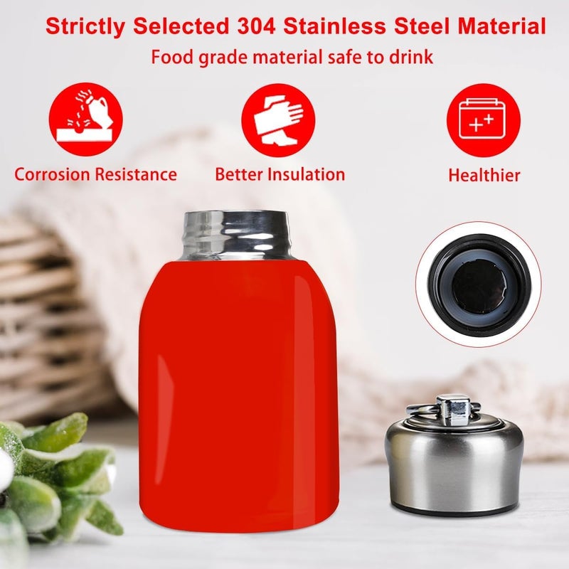 DIGALI ENTERPRISE DIGALI Personalized Mini Insulated Water BottlesStainless Steel Water Bottle Small Portable Water Bottle Tumbler Vacuum Cup for Boys Girls School Office Camping Mini Sport Thermo RED 280 ML - Image 3