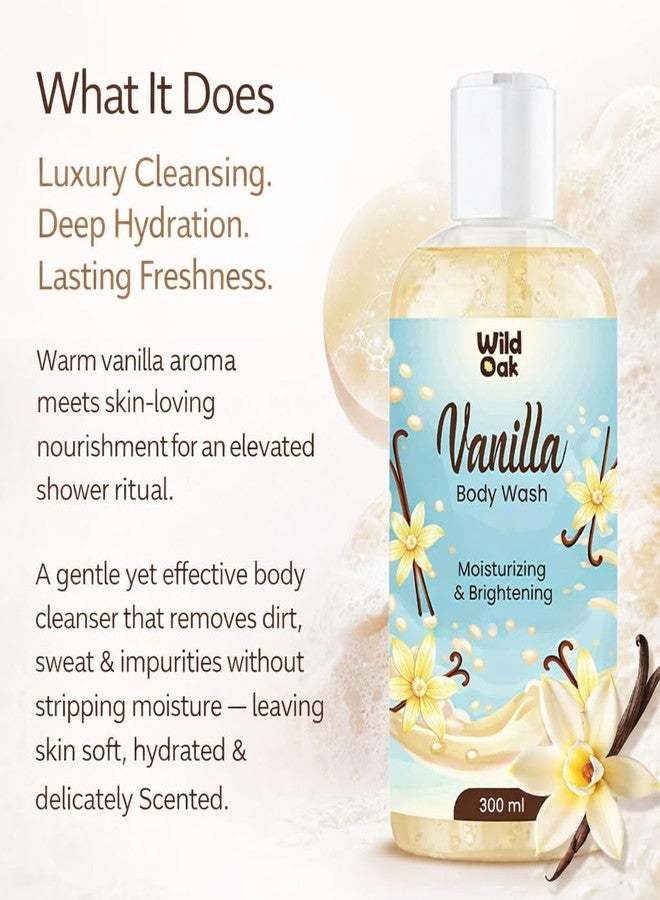 WILD OAK WildOak Vanilla Body Wash | 300ml | Brightening, Hydrating & Gentle Exfoliating with Hyaluronic Acid, Collagen Peptides & Ceramides | Cleanser with Mandelic Acid & Probiotics for Soft, Smooth & Radiant Skin - Image 2