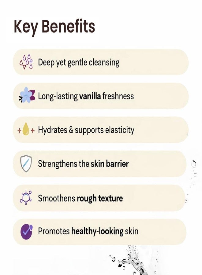 WILD OAK WildOak Vanilla Body Wash | 300ml | Brightening, Hydrating & Gentle Exfoliating with Hyaluronic Acid, Collagen Peptides & Ceramides | Cleanser with Mandelic Acid & Probiotics for Soft, Smooth & Radiant Skin - Image 4