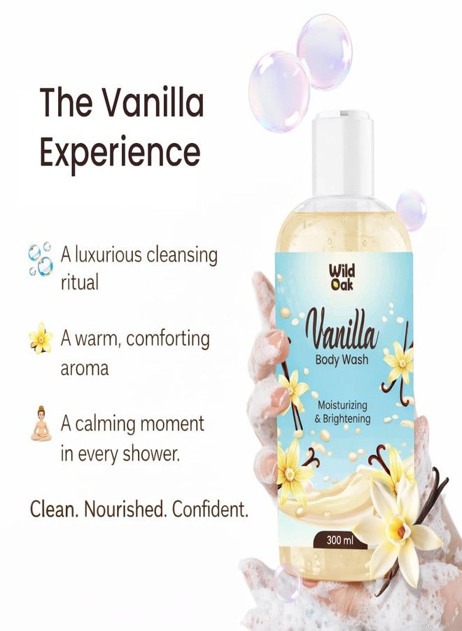 WILD OAK WildOak Vanilla Body Wash | 300ml | Brightening, Hydrating & Gentle Exfoliating with Hyaluronic Acid, Collagen Peptides & Ceramides | Cleanser with Mandelic Acid & Probiotics for Soft, Smooth & Radiant Skin - Image 5