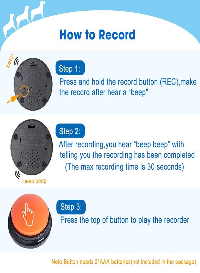 BoArt Voice Recording Button, Dog Buttons for Communication Pet Training Buzzer, 30 Second Record&Playback, Voice Recording Clicker for Cat, Puppy, Pet Trainin, Funny Gift for Study Office Home 4 Pcs - Image 5