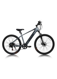 MOGOO دراجة كهربائية Mogoo E6000 مقاس 27.5 بوصة للبالغين - شيمانو 7 سرعات - محرك 350 وات - بطارية 36 فولت 10.4 أمبير - فرامل قرصية - خفيفة الوزن للتنقل - دراجة جبلية بنظام تعليق - مساعدة الدواسة - 35 كيلومترًا في الساعة - مدى 80 كيلومترًا - رمادي  - Image 1