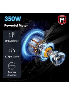 MOGOO دراجة كهربائية Mogoo E6000 مقاس 27.5 بوصة للبالغين - شيمانو 7 سرعات - محرك 350 وات - بطارية 36 فولت 10.4 أمبير - فرامل قرصية - خفيفة الوزن للتنقل - دراجة جبلية بنظام تعليق - مساعدة الدواسة - 35 كيلومترًا في الساعة - مدى 80 كيلومترًا - رمادي  - Image 3