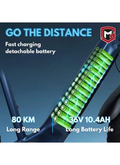MOGOO دراجة كهربائية Mogoo E6000 مقاس 27.5 بوصة للبالغين - شيمانو 7 سرعات - محرك 350 وات - بطارية 36 فولت 10.4 أمبير - فرامل قرصية - خفيفة الوزن للتنقل - دراجة جبلية بنظام تعليق - مساعدة الدواسة - 35 كيلومترًا في الساعة - مدى 80 كيلومترًا - رمادي  - Image 4