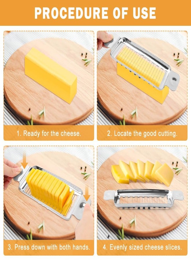 Calidaka Butter and Cheese Slicer Cutter With 50 PCS Patty Paper, Stainless Steel 18 Pcs Wire Cutter, 1/4 Inch Slices on Average, for Block Cheese - Image 4