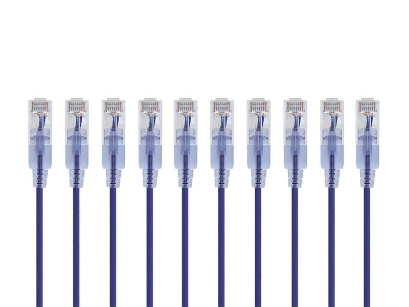Monoprice SlimRun Cat6A Ethernet Patch Cable Snagless RJ45 UTP Pure Bare Copper Wire 10G 30AWG 2ft Purple 10Pack - Image 2