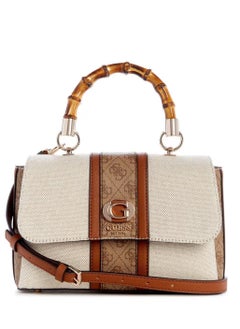GUESS Kerima Faux Bamboo Top Handle Flap,10W x 5-1/4H x 2-1/2D ,White  - Image 1