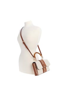 GUESS Kerima Faux Bamboo Top Handle Flap,10W x 5-1/4H x 2-1/2D ,White  - Image 2