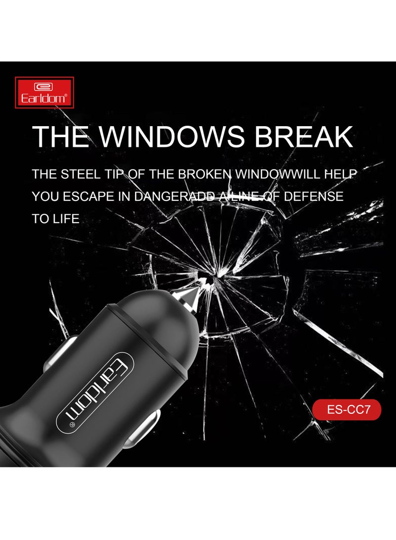 Earldom Car USB Charger Quick Charge 3.0 – Dual USB Ports Mobile Phone Charger for iPhone 12 & Fast Charging with Cable - Image 3