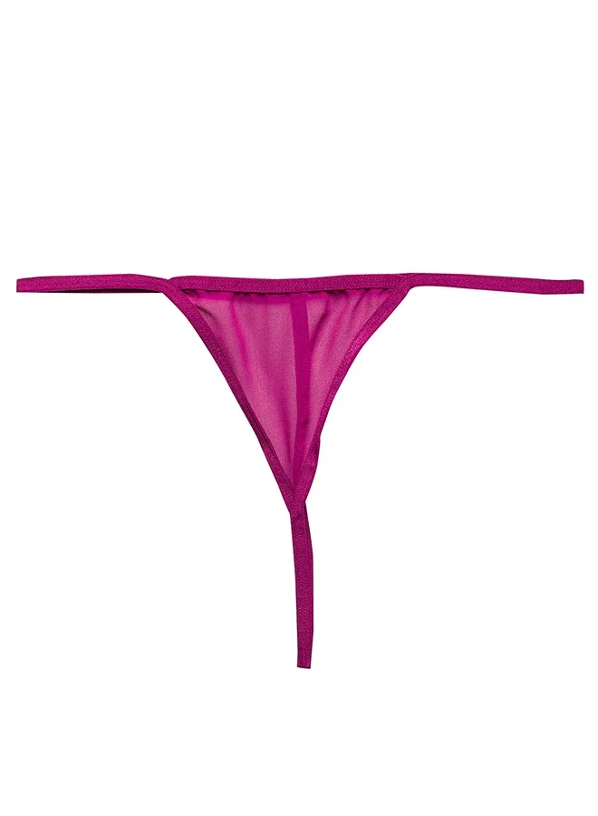 Clovia Clovia Chic Basic Sheer Babydoll with Matching G-string in Magenta - Georgette