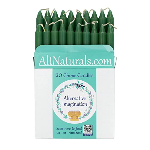 Alternative Imagination Green Chime Candles - 20 Pack of Unscented 4 Inch Mini Taper Candles - Dripless Long Burning Ritual Candles for Meditation, Spell Work, Healing, Prosperity, Growth & Home Decor - Image 2