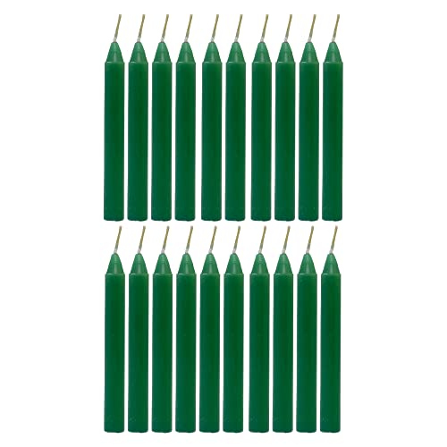 Alternative Imagination Green Chime Candles - 20 Pack of Unscented 4 Inch Mini Taper Candles - Dripless Long Burning Ritual Candles for Meditation, Spell Work, Healing, Prosperity, Growth & Home Decor - Image 5