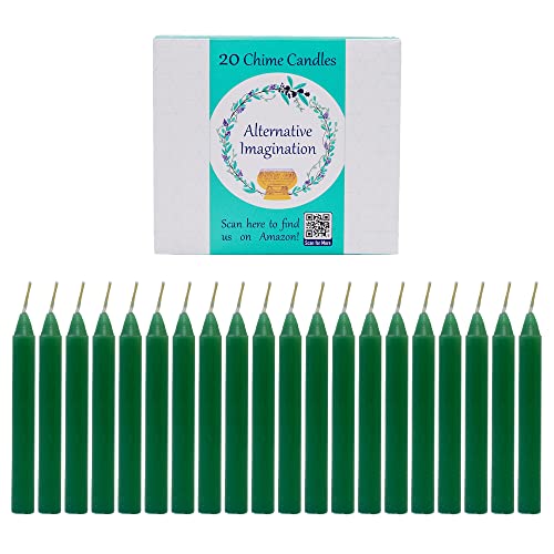 Alternative Imagination Green Chime Candles - 20 Pack of Unscented 4 Inch Mini Taper Candles - Dripless Long Burning Ritual Candles for Meditation, Spell Work, Healing, Prosperity, Growth & Home Decor - Image 4