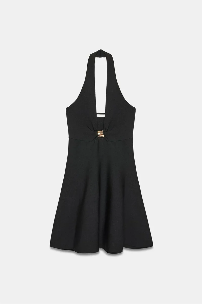 Dilvin Black DILVIN Sleeveless Halter A-Line Mini Dress for Women | Best Price UAE