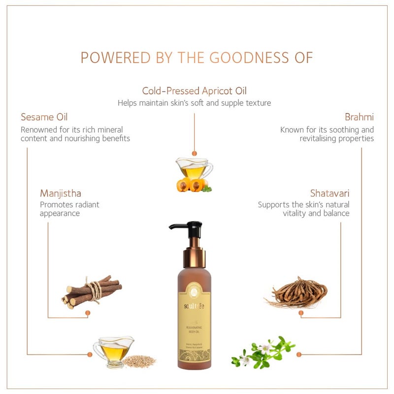 SoulTree Rejuvenating Body Oil  Brahmi Majishtha and Mineral Rich Sesame  120ml  for Soft Glowing Skin and Enhanced Wellness - Image 2