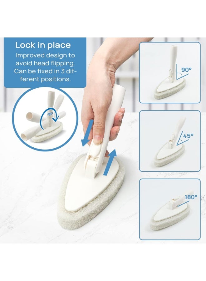 Qaestfy Shower Scrubber Cleaning Brush Combo Bath Tub Tile Cleaner Scrubber Brush with 51'' Adjustable Long Handle Scrub Brush for Bathroom Shower Bathtub Wall Mop Cleaning Scrubbing - Image 4