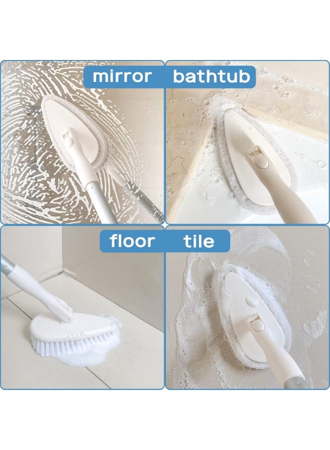 Qaestfy Shower Scrubber Cleaning Brush Combo Bath Tub Tile Cleaner Scrubber Brush with 51'' Adjustable Long Handle Scrub Brush for Bathroom Shower Bathtub Wall Mop Cleaning Scrubbing - Image 5