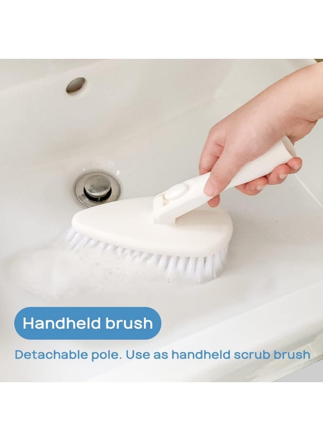 Qaestfy Shower Scrubber Cleaning Brush Combo Bath Tub Tile Cleaner Scrubber Brush with 51'' Adjustable Long Handle Scrub Brush for Bathroom Shower Bathtub Wall Mop Cleaning Scrubbing - Image 2