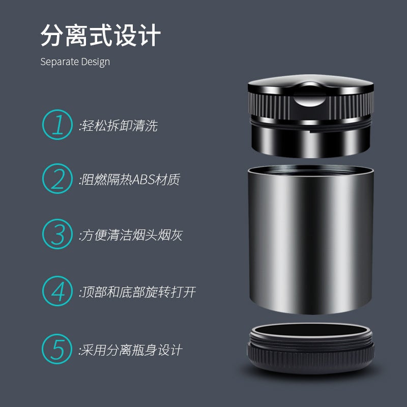 Aluminium Alloy Car Ashtray with Lid, Multifunctional LED Light, Universal - Image 2
