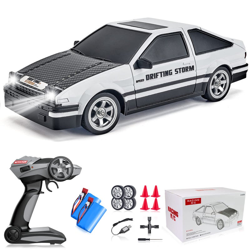 YUAN PLAN RC Drift Car 116 24GHz 4WD RTR Drift Car High Speed Remote Control Cars with LED Lights Two Batteries and Drifting Tires Racing Toy Cars for Boys Kids Girls Adults White - Image 2