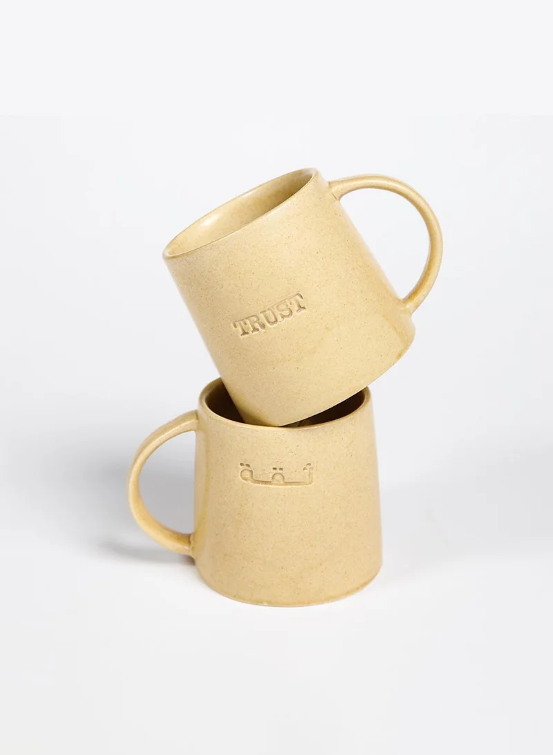 Curate Home Siqa/Trust Ceramic Mugs - Set of 2