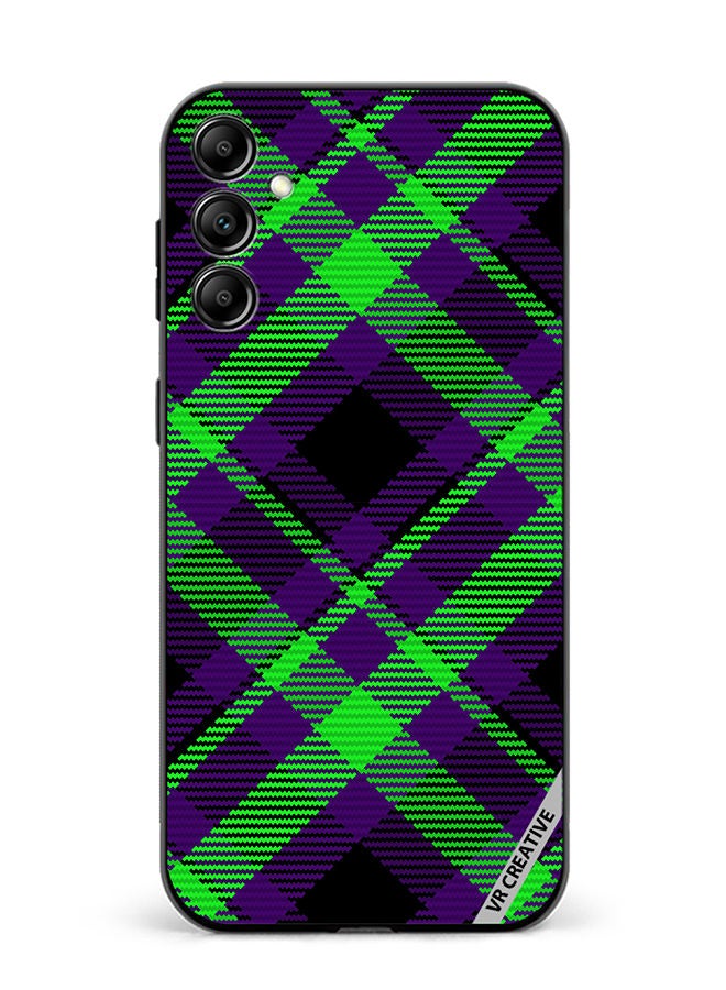 VR CREATIVE Protective Case Cover For Samsung Galaxy M14 Black Green Checkered Design Multicolour - Image 1