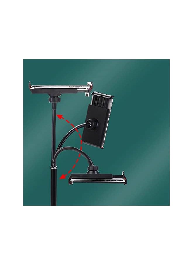 erorex - Desktop Tablet Computer Mobile Phone Bracket 360 ° Rotating can Move the High -Quality Aluminum Alloy Material Round Base is Suitable for Various Models (Black Desktop Bracket) - Image 1