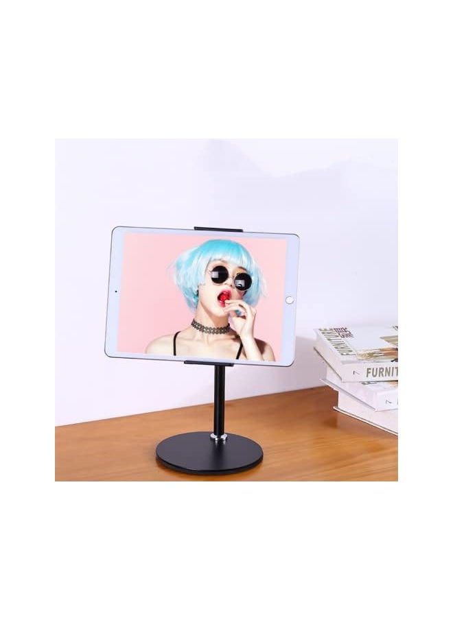 erorex - Desktop Tablet Computer Mobile Phone Bracket 360 ° Rotating can Move the High -Quality Aluminum Alloy Material Round Base is Suitable for Various Models (Black Desktop Bracket) - Image 1