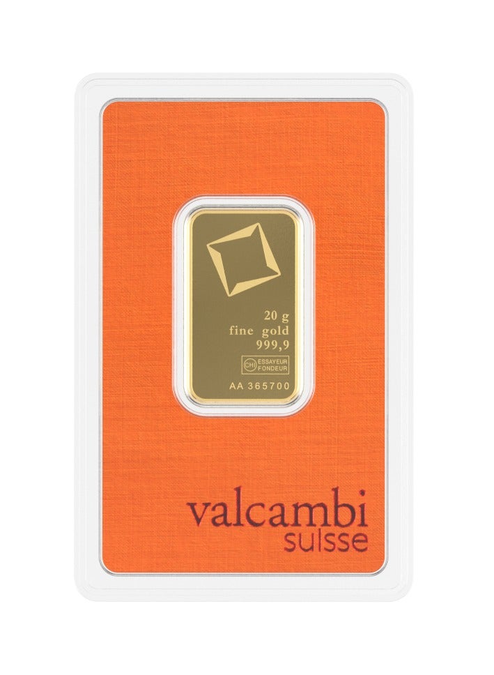 valcambi CKS Valcambi Suisse 20g Pure 999.9 Fine Gold Bar 24KT - 20 Grams  - Image 1