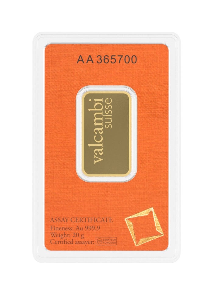 valcambi CKS Valcambi Suisse 20g Pure 999.9 Fine Gold Bar 24KT - 20 Grams  - Image 2