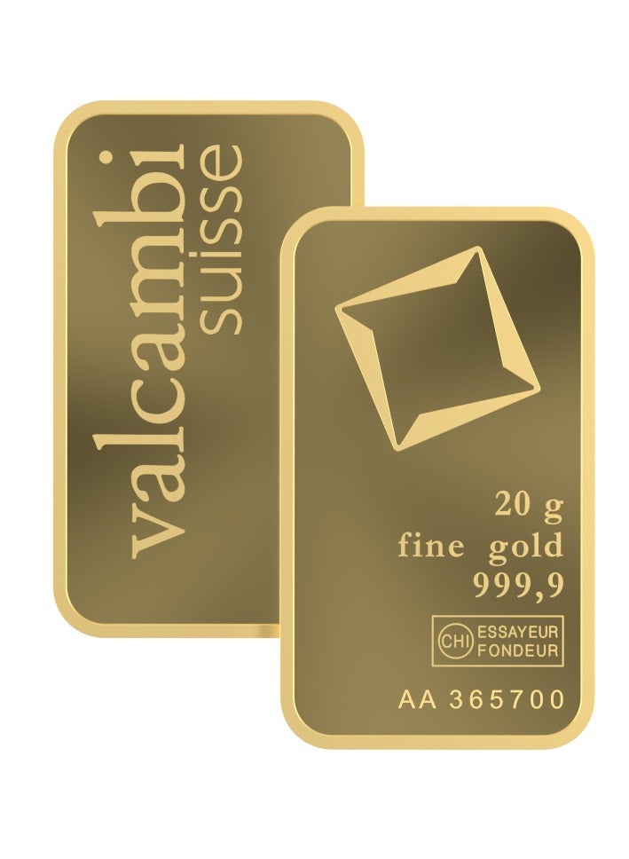 valcambi CKS Valcambi Suisse 20g Pure 999.9 Fine Gold Bar 24KT - 20 Grams  - Image 3