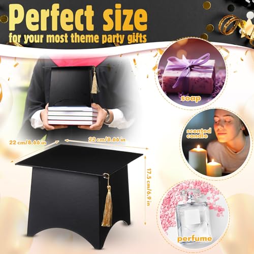 Feifeiya 8.7 x 8.7 x 6.9 Inch Graduation Cap Flower Box 2025 Graduation Gift Box Candy Case Black Doctoral Cap Empty Container for Grad Party Favors Gifts Flower Arrangements and Table Decorations - Image 2