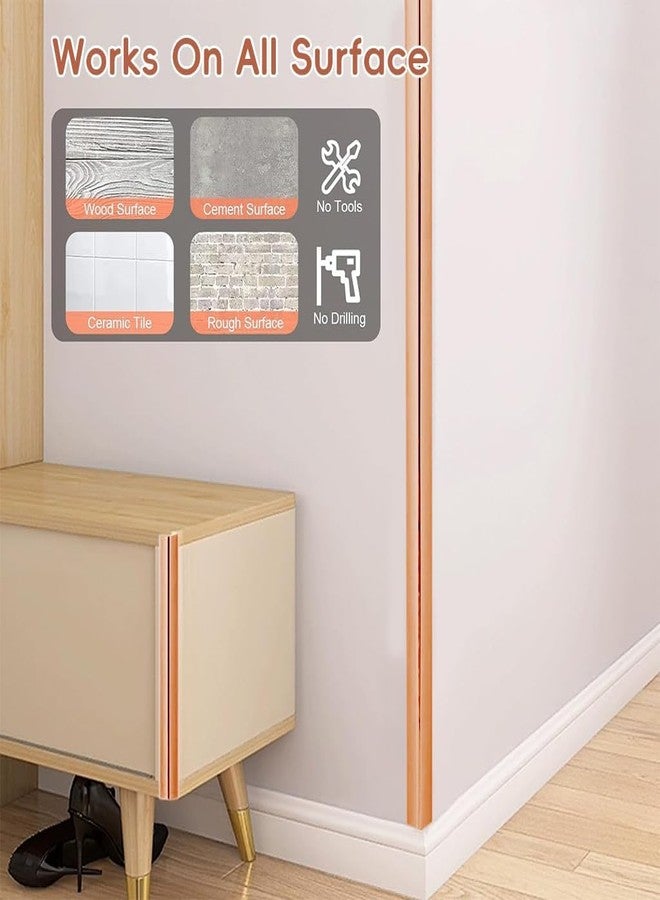 Drofail Flexible Inside &Outside Corner Trim Moulding,Corner Guards & Caulk Strip, Apply in Table Edge Door Frame Baseboard for Protection and Decoration (Rose Gold, 3 Meter) - Image 3