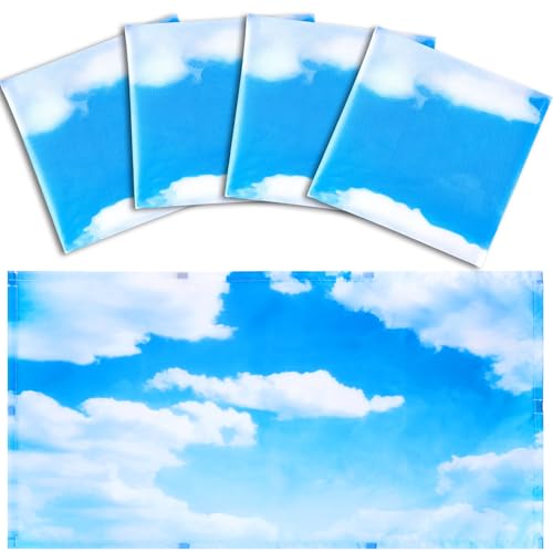 Hortsun 4 Pack Fluorescent Light Covers 4 x 2 Feet Magnetic Light Cover for Drop Ceiling, Fluorescent Ceiling Shade Filters for Office Classroom Home Hospital Decor(Cloud, Blue Sky) - Image 1