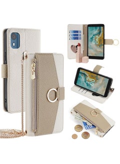 Case Cover For Nokia C02 TA-1522 Crossbody Litchi Texture Leather Phone Case White