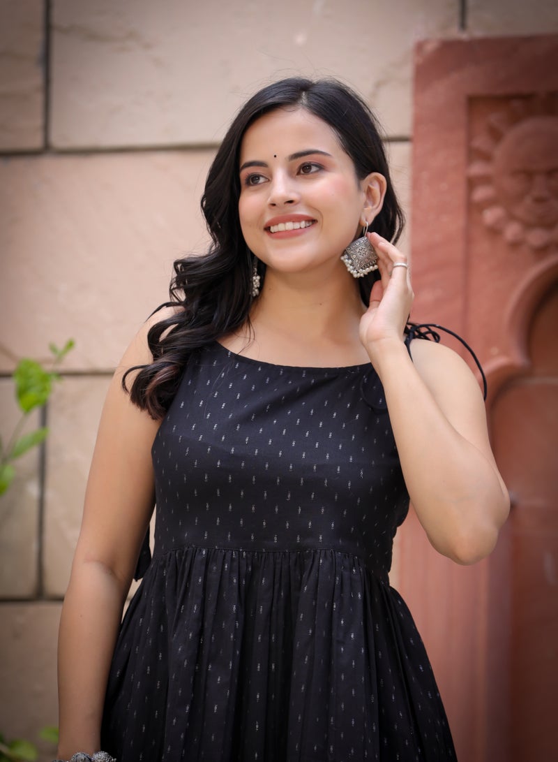 Swadesh Souq Stylish Black Peplum Kurta Sharara Set for Women  - Image 2