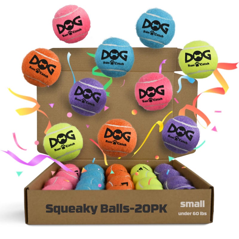 INSUM 20 Pack Small Tennis Balls for Dogs - 2 Inch Squeaky Dog Balls Toys with Mesh Bag, SGS Certified, Durable Non-Toxic, Built in Squeaker, Small Breeds - Image 2