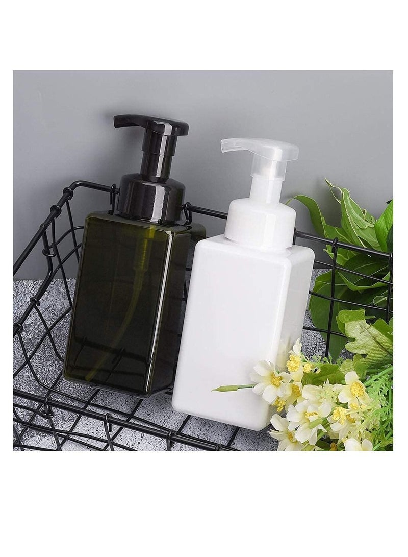Foaming Soap Dispenser, 450ml (15oz) Refillable Pump Bottle Plastic for Liquid Soap, Shampoo, Body Wash (2 Pcs) (Green 450ML) - Image 3