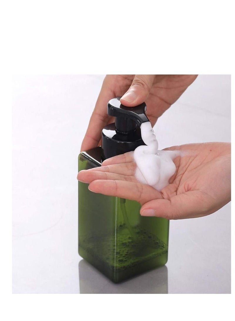 Foaming Soap Dispenser, 450ml (15oz) Refillable Pump Bottle Plastic for Liquid Soap, Shampoo, Body Wash (2 Pcs) (Green 450ML) - Image 2