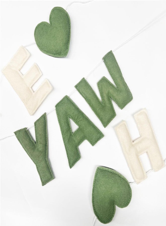 pinkblume Sage Green Heart 1/2 Way to One Birthday Decoration Pre-Strung Handmade Felt Half Way To One Sign Banner for 6 Months Birthday Baby Boy Girl Neutral Decorations Party Nursery Home Wall Fireplace Decor - Image 3
