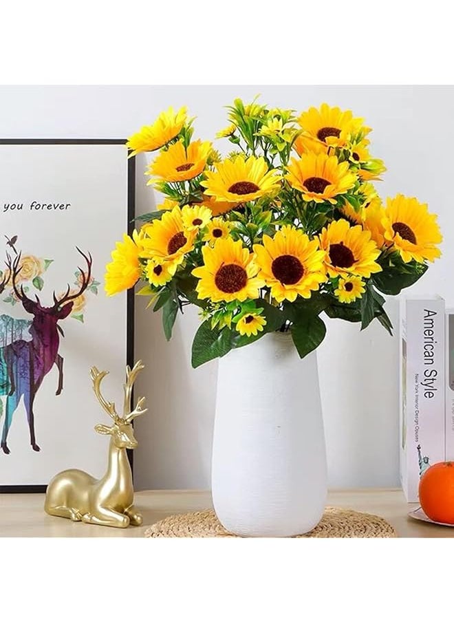 erorex Artificial Flowers Artificial Sunflower Bouquets Long Fake Flowers For Baby Shower Home Wedding Fall Decor Bride Holding Flowers 50Cm Diy Garden Craft Art Decor 2 Bundles Golden Yellow  - Image 3
