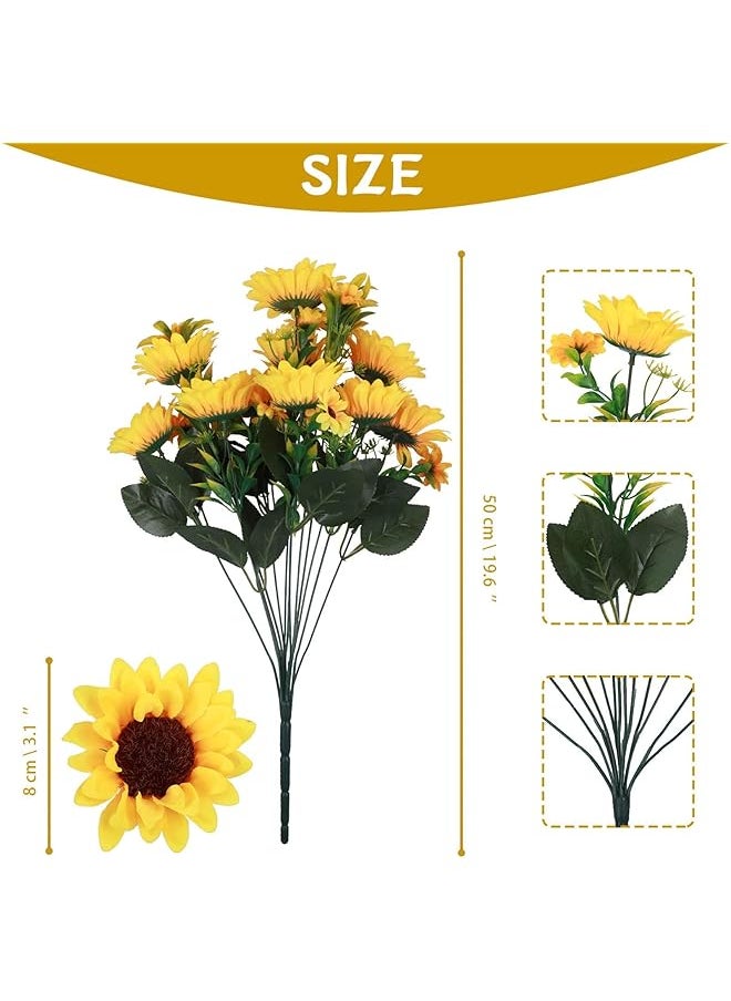 erorex Artificial Flowers Artificial Sunflower Bouquets Long Fake Flowers For Baby Shower Home Wedding Fall Decor Bride Holding Flowers 50Cm Diy Garden Craft Art Decor 2 Bundles Golden Yellow  - Image 4