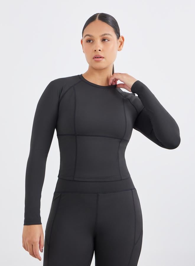 Styli Contour Detail Thumbhole Long Sleeve Top and Leggings Set - Image 3