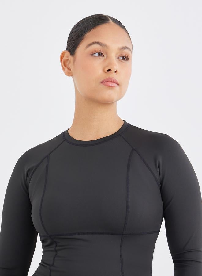 Styli Contour Detail Thumbhole Long Sleeve Top and Leggings Set - Image 4